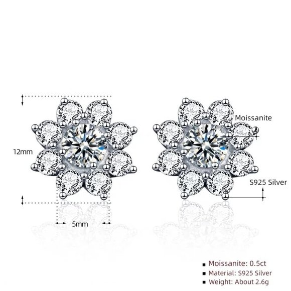 Certified 1ct. t.w. Diamond Flower Earrings 18k White Gold over Italy Silver - Picture 5 of 16